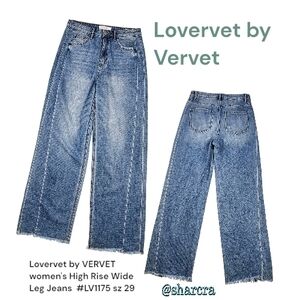 Lovervet by VERVET women's High Rise Wide Leg Denim Jeans raw Hemline #LV1175 29